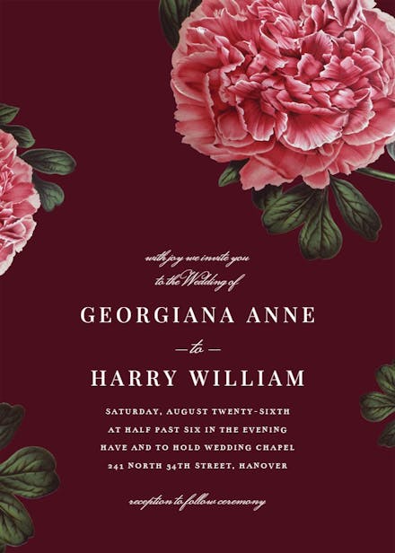 Classic peonies - wedding invitation
