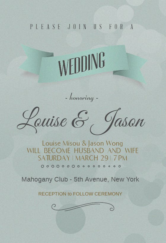 Classic ribbon banner - wedding invitation