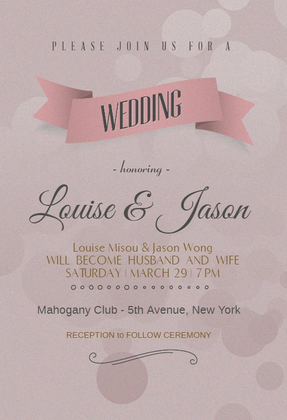 Classic ribbon banner - wedding invitation