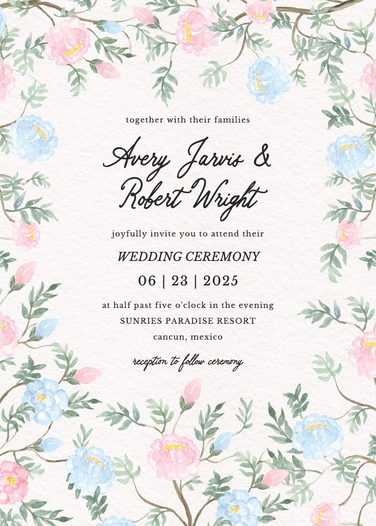 Climbing blooms - wedding invitation