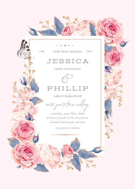 Climbing roses - wedding invitation