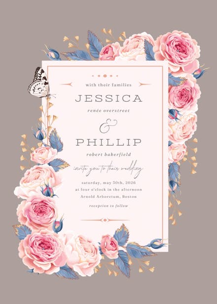 Climbing roses - wedding invitation