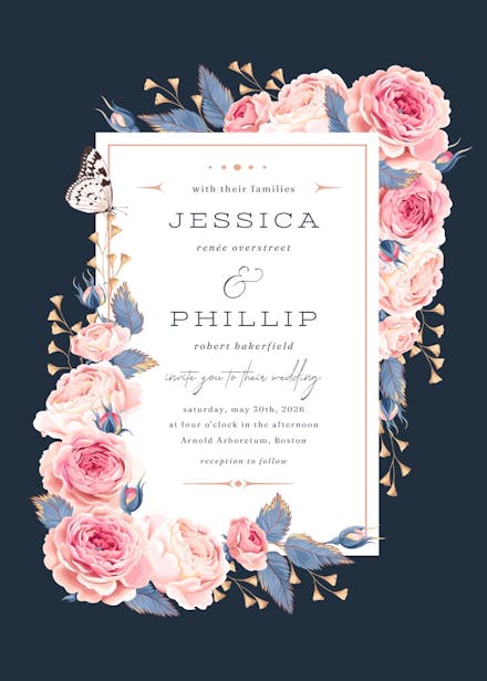 Climbing roses - wedding invitation