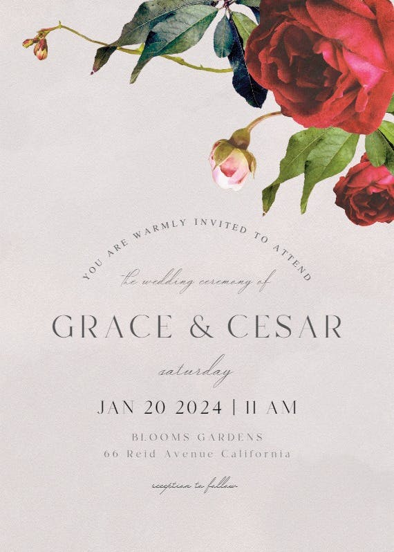 Climbing roses - wedding invitation