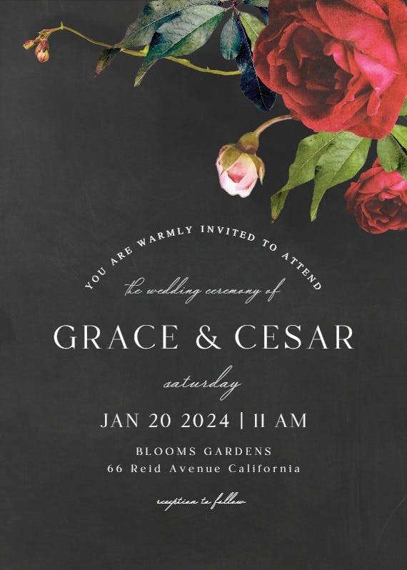 Climbing roses - wedding invitation