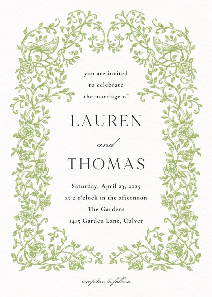 Climbing vines - wedding invitation