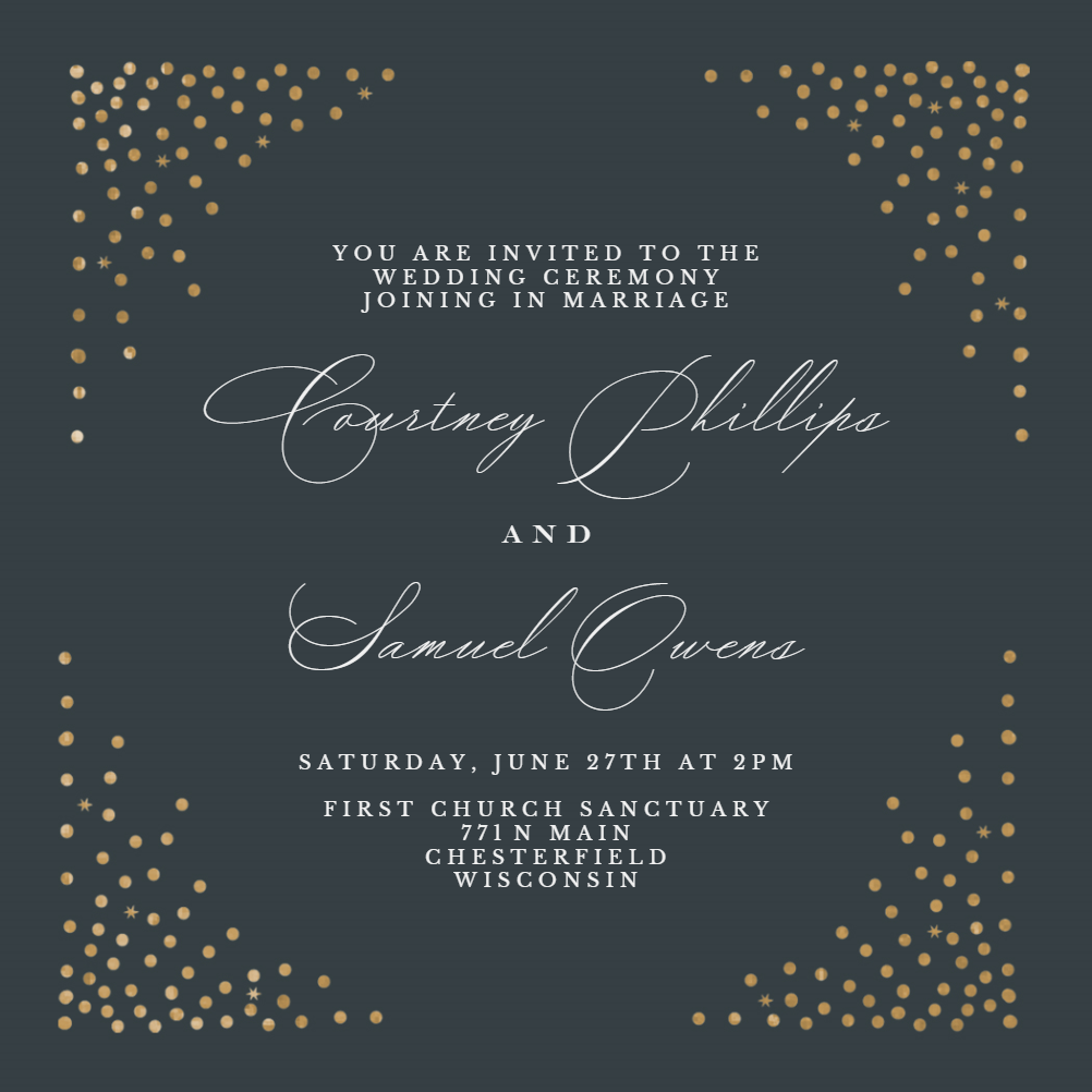 Side By Side Gold - Wedding Invitation Template (free) 