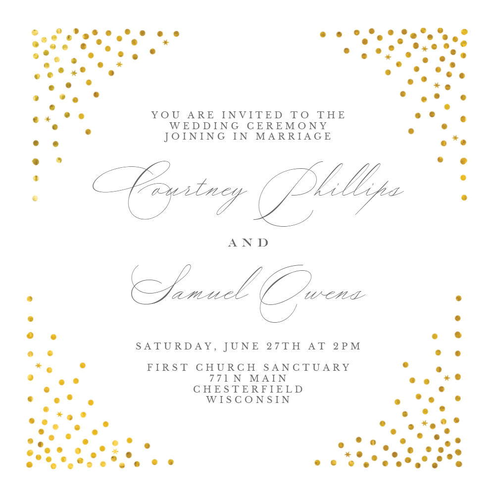 Side By Side Gold - Wedding Invitation Template (Free) | Greetings Island