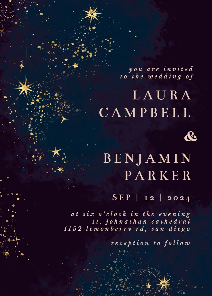 Cosmic Star - Wedding Invitation Template (Free) | Greetings Island