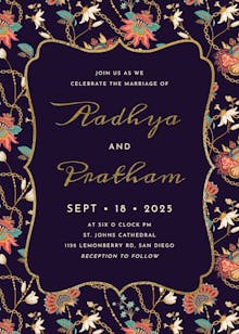 Cream colorful floral - wedding invitation