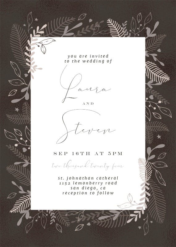Cream floral border - wedding invitation