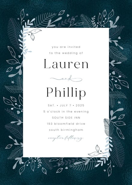 Cream floral border - wedding invitation
