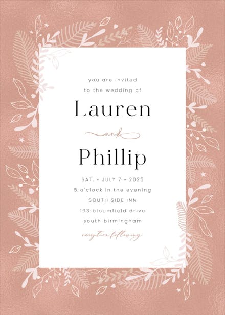 Cream floral border - wedding invitation