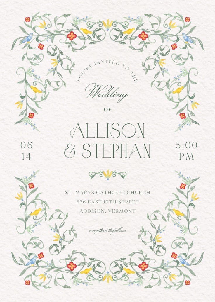 Curvilinear blooms - wedding invitation