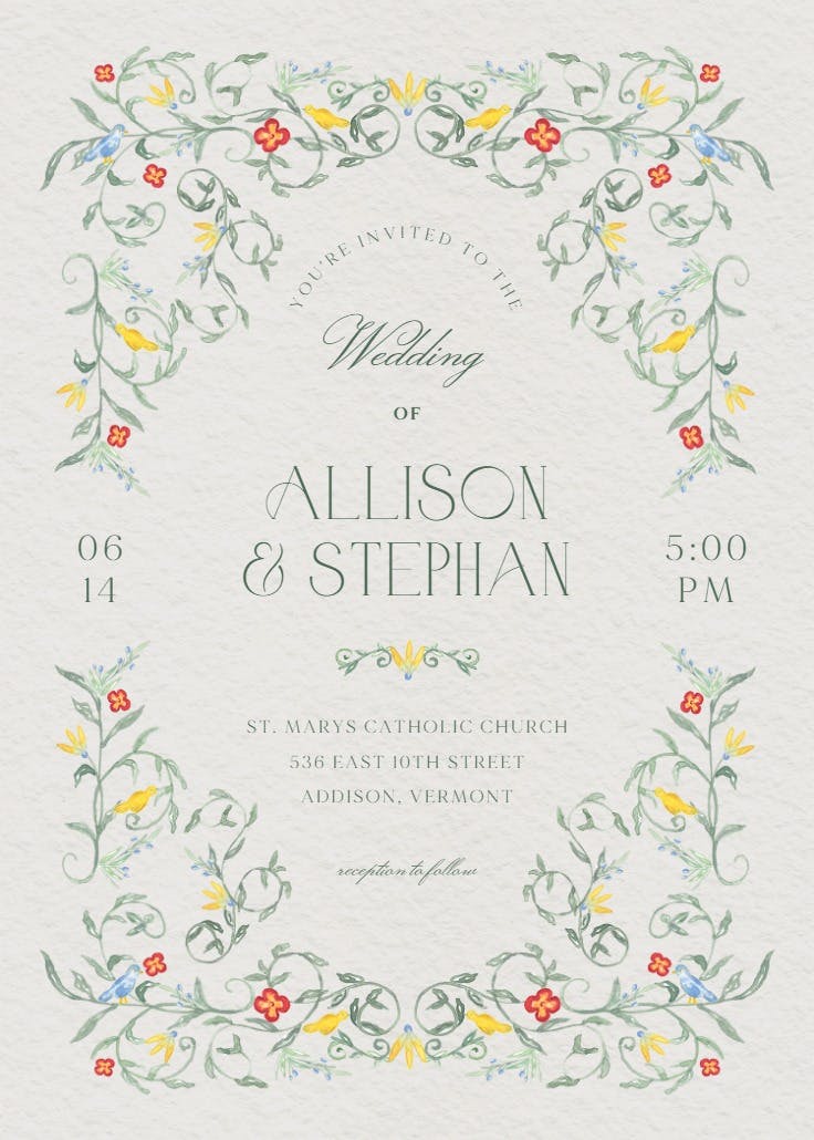 Curvilinear blooms - wedding invitation