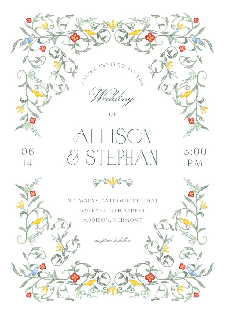 Curvilinear blooms - wedding invitation