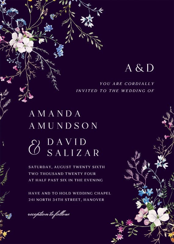 Dainty flowers - wedding invitation