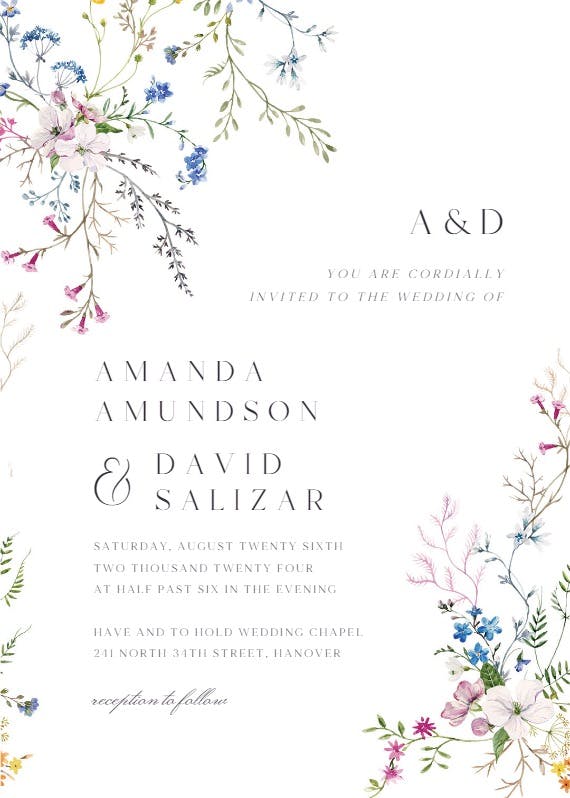 Dainty flowers - wedding invitation