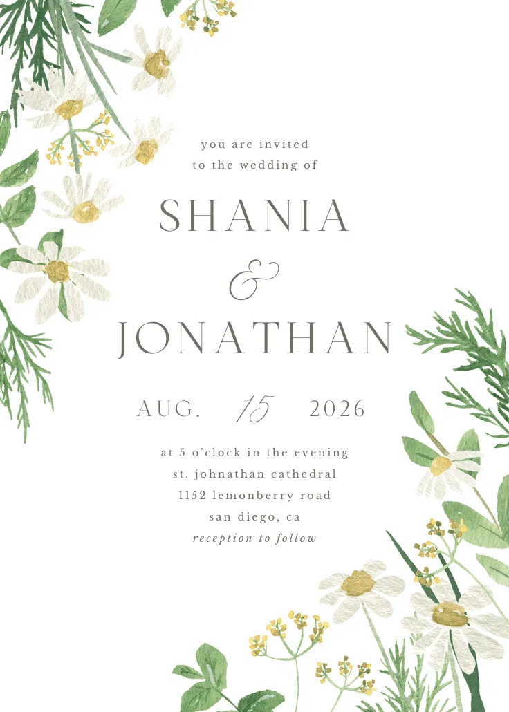 Daisy bouquet - wedding invitation