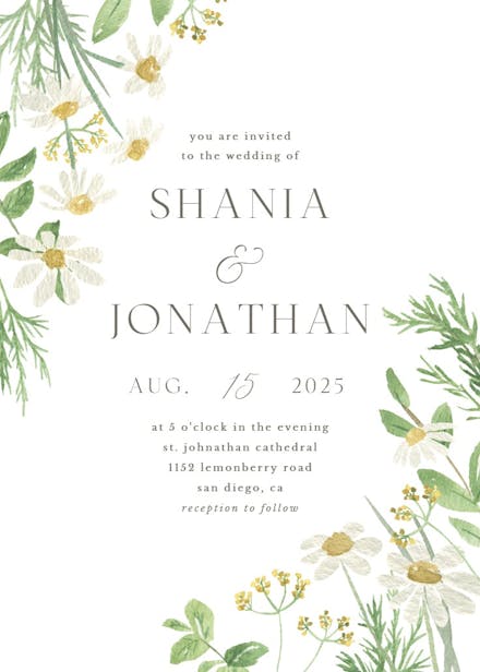 Daisy bouquet - wedding invitation