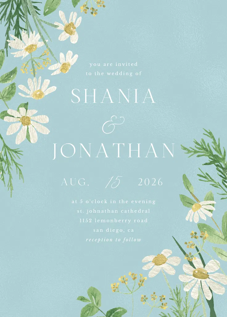 Daisy bouquet - wedding invitation