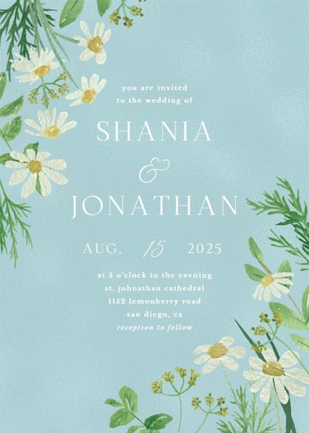 Daisy bouquet - wedding invitation