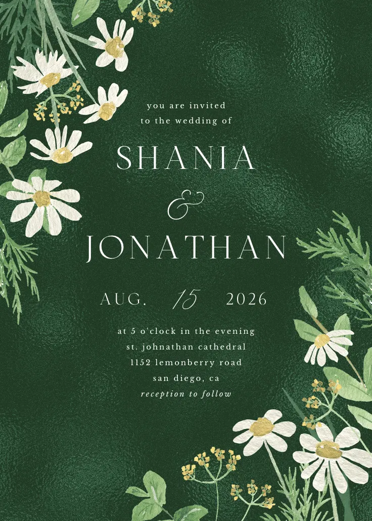Daisy bouquet - wedding invitation