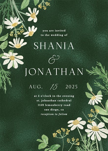 Daisy bouquet - wedding invitation