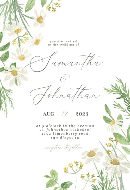 Daisy Bouquet - Wedding Invitation