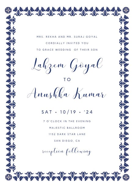 Damask frame - wedding invitation