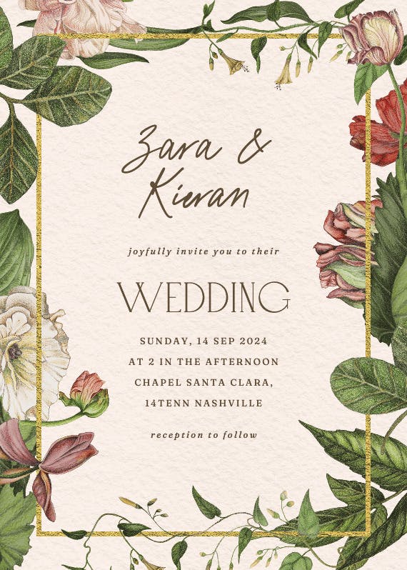 Decorative botanicals - wedding invitation