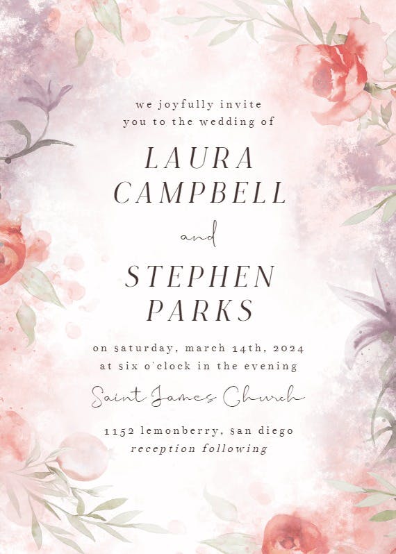 Delicate florals - wedding invitation