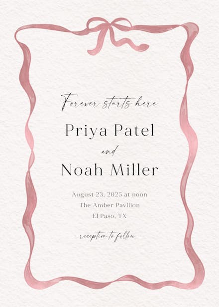 Delicate ribbon - wedding invitation