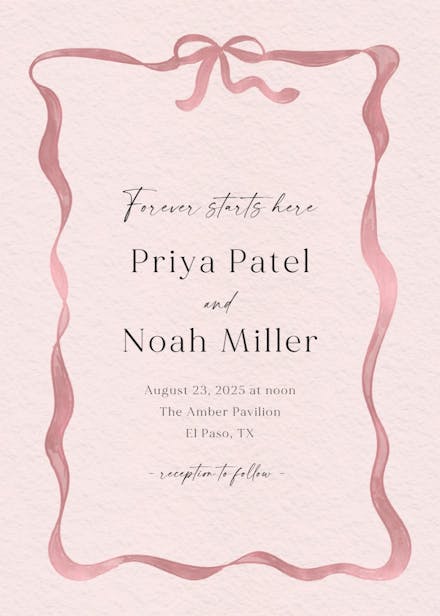 Delicate ribbon - wedding invitation