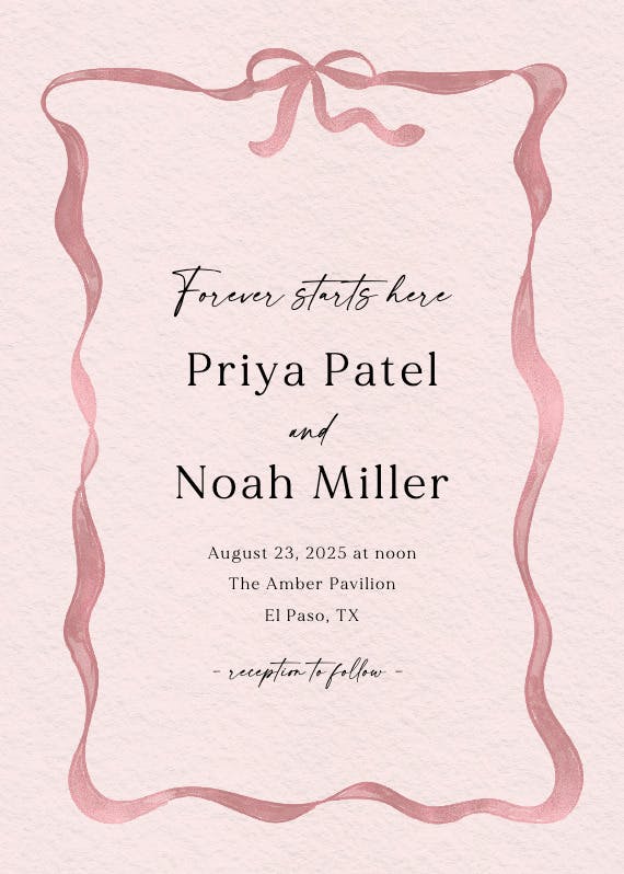 Delicate ribbon - wedding invitation