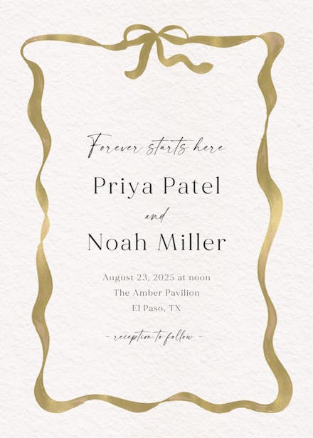 Delicate ribbon - wedding invitation