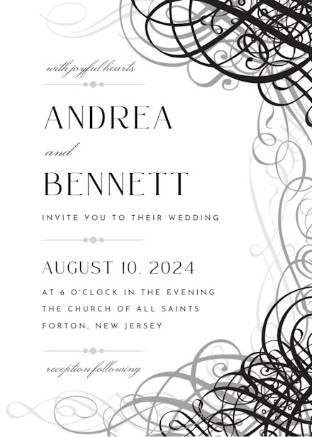 Delicate twirls - wedding invitation