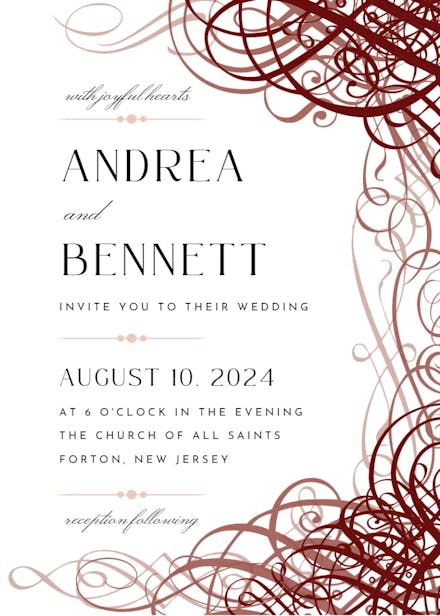 Delicate twirls - wedding invitation