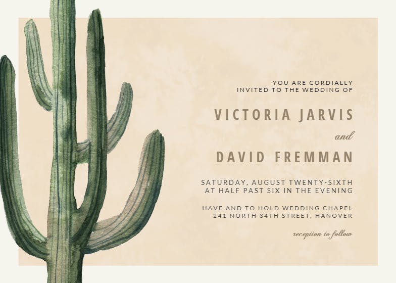 Desert cactus - wedding invitation