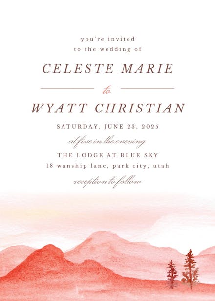 Desert mountains - wedding invitation