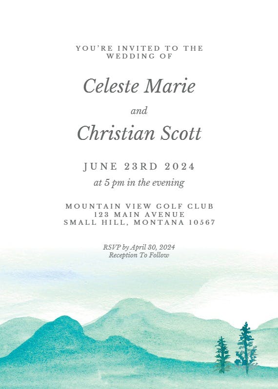 Desert mountains - wedding invitation