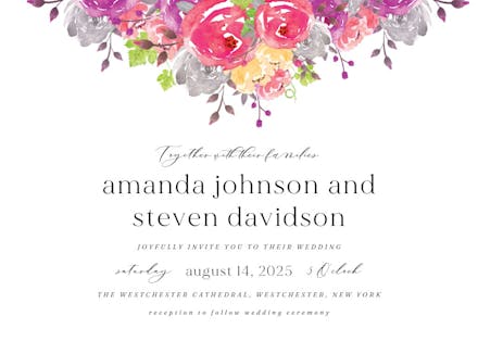 Dropping florals - wedding invitation