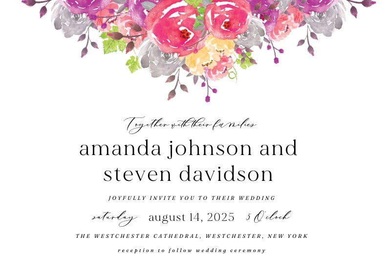 Dropping florals - wedding invitation