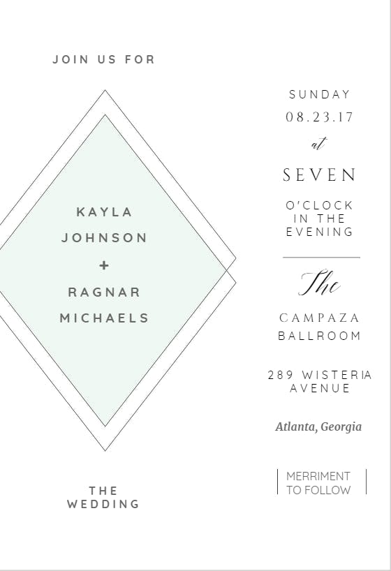 Elegant diamond - wedding invitation