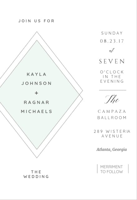 Elegant Diamond - Wedding Invitation