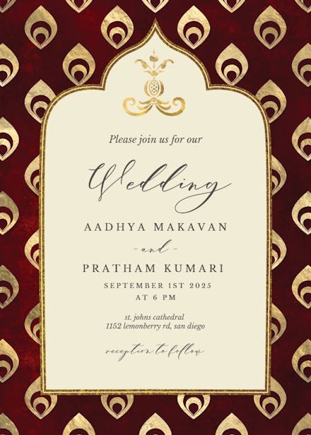 Elegant emerald peacock - wedding invitation