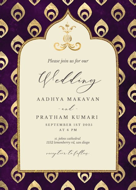 Elegant emerald peacock - wedding invitation