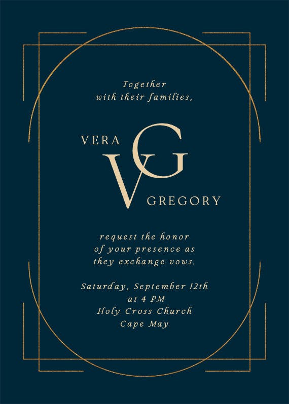 Elegant golden lines - wedding invitation