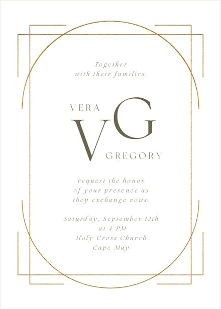 Elegant golden lines - wedding invitation