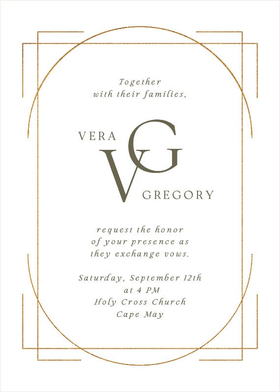 Elegant golden lines - wedding invitation